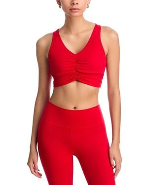 Aqua Athletics Shirred Racerback Bra Top