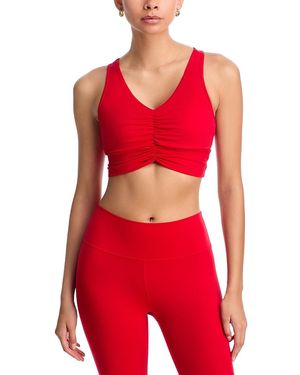 Aqua Athletics Shirred Racerback Bra Top