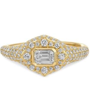 EF Collection 14K Diamond Emerald- & Round-Cut Daphne Signet Ring - White