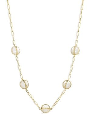 L. Klein 18K Celeste Cultured Freshwater Pearl Paperclip Link Chain Collar Necklace, 16-18 - Metallic