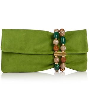 Jimmy Choo Zandra Beaded Suede Clutch - Green