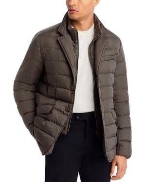 Herno Quilted Jacket With Removable Bib - Brown
