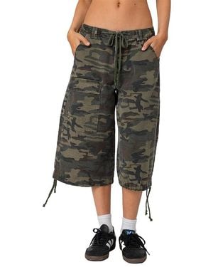Edikted Camo Cargo Bermuda Shorts - Green