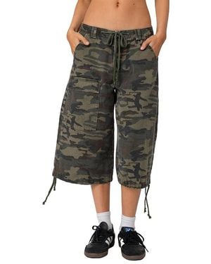 Edikted Camo Cargo Bermuda Shorts - Green