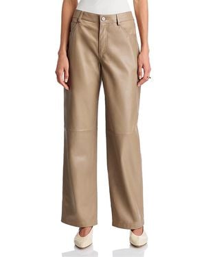 By Malene Birger Sandy Leather Wide Leg Pants - Natural