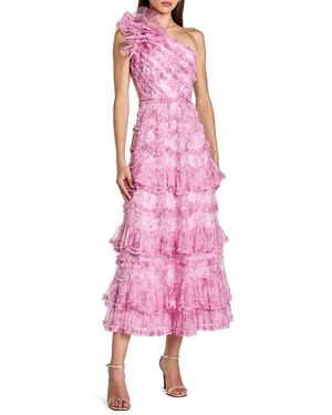 chinese dress ladies Mac Duggal Petite Polka Dot Net Bustier A-Line Midi Dress