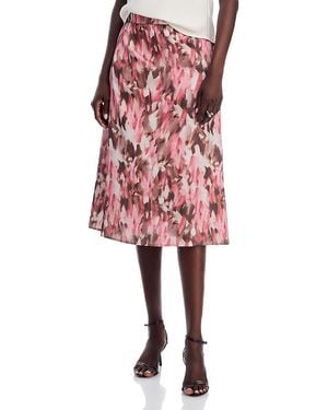 Misook Printed A Line Skirt - Red