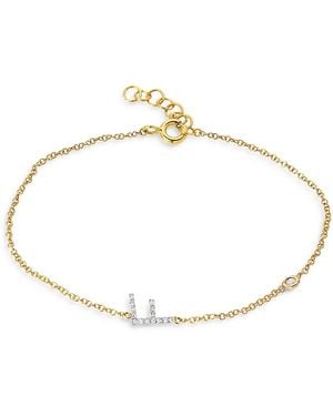 Zoe Lev 14K Diamond Initial & Bezel Bracelet - Metallic