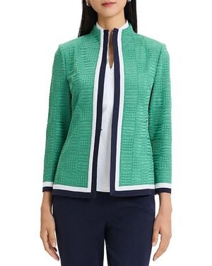 Ming Wang Contrast Trim Knit Jacket - Green