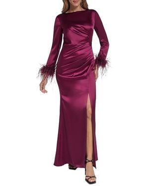 Eliza J Feather Cuff Side Slit Dress - Red