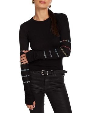 Lauren Moshi Mckinley Crystal Evil Eye Stripe Top - Black