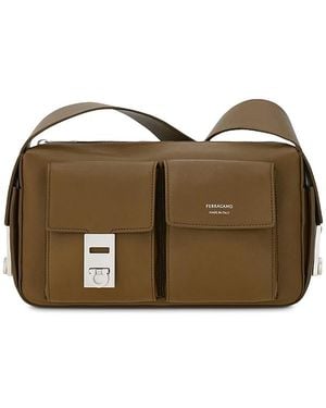 Ferragamo Hug Utility Leather Crossbody - Brown