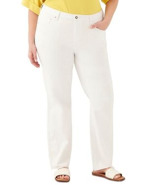 Karen Kane Plus Size Raw Hem Straight Jeans - White
