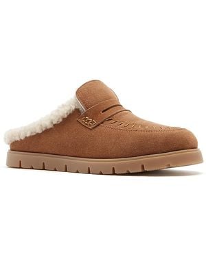 La Canadienne Echo Suede & Shearling Mules - Brown