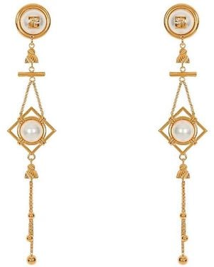 Balmain Brass And Pearl Pendant Earrings - Metallic
