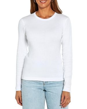 Three Dots Long Sleeve Top - White