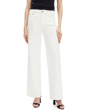 Bayeas Mid Rise Relaxed Straight Jeans Classic Loose Straight Demin Pants - White