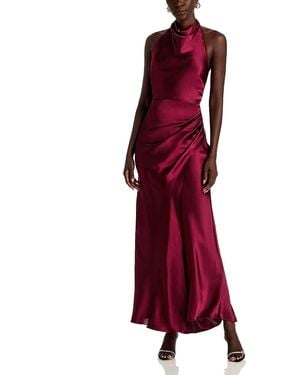 Aqua Draped Halter Gown - Red