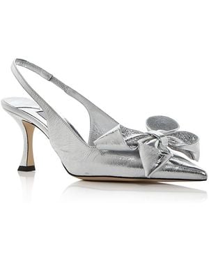 Jimmy Choo Staz 70 Bow Slingback Pumps - Metallic