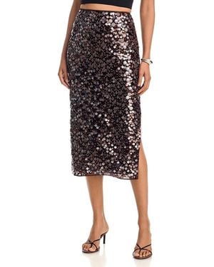 MILLY Roxanne Paillette Midi Skirt - Black