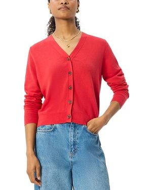 Whistles V Neck Linen Cardigan - Red