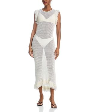Paris Georgia Basics Fringe Trim Dress - White