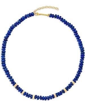Zoe Chicco 14K Lapis Rondelle Bead Collar Necklace, 16 - Blue