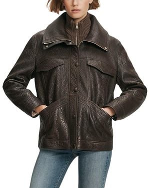 Veronica Beard Silversmith Leather Dickey Jacket - Black