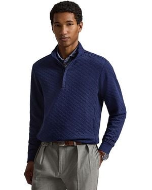 Polo Ralph Lauren Quilted Double Knit Half Zip Sweater - Blue