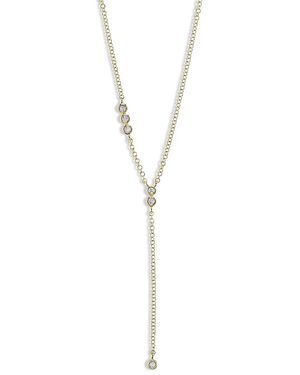 Moon & Meadow 14K Diamond Bezel Lariat Necklace, 18 - White