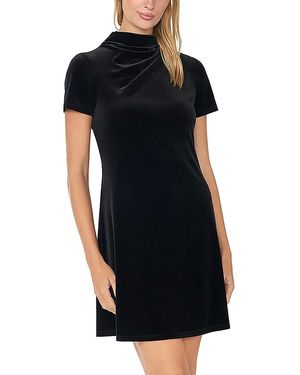 Cece High Cowl Neck Pleat Shoulder Mini Dress - Black