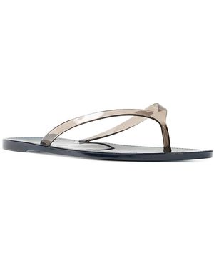Black Suede Studio Crystal Jelly Flip Flops - White