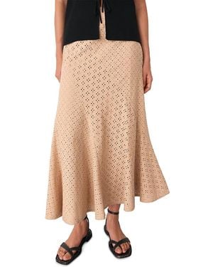 Whistles Embroidered Midi Skirt - Natural