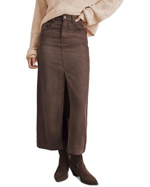 Splendid Ryder Faux Suede Slit Skirt - Brown