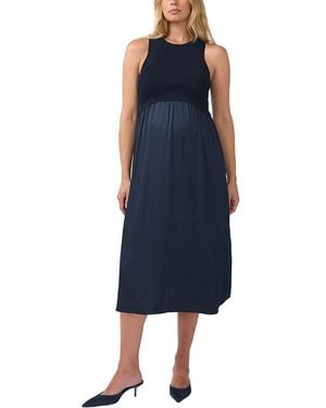 Ingrid & Isabel Sleeveless Mix Media Maternity Midi Dress - Blue