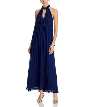 Aqua Pleated Maxi Dress - Blue