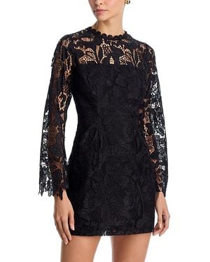 Aqua Ido Long Sleeve Lace Mini Dress - Black