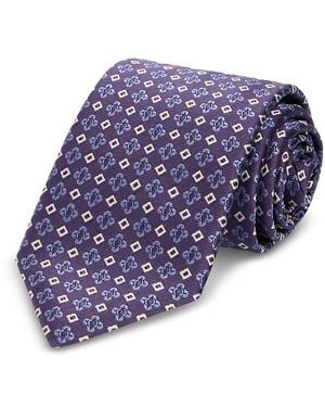 Canali Silk Classic Flower Square Tie - Purple