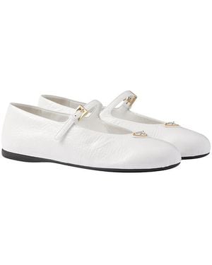 Prada Naplak Patent Leather Ballerinas - White