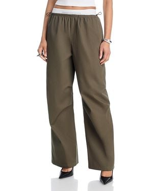Alexander Wang Mid Rise Logo Elastic Waist Pants - Green