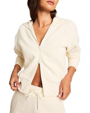 NEGATIVE Waffle Knit Zip-Up Hoodie - White