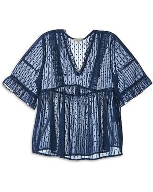 Jovonna London Lace Short Sleeve Blouse - Blue