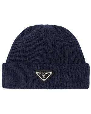 Prada Wool And Cashmere Beanie - Blue