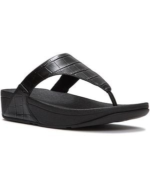 Fitflop Lulu Croc Embossed Leather Sandals - Black