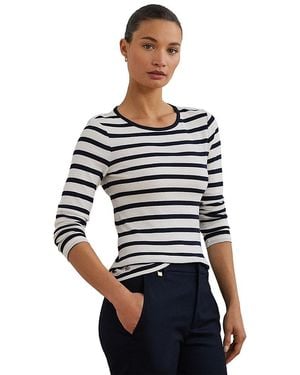 Ralph Lauren Cotton Long Sleeve Striped Tee - White