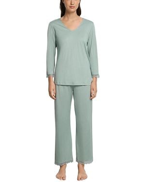 Hanro Inaya Long Pajama Set - Green