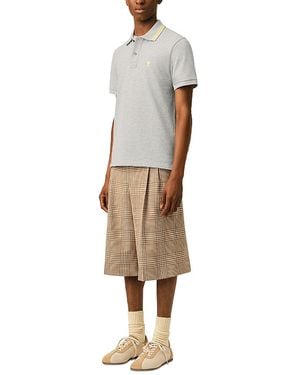 Ami Paris Stripe Collar Embroidered Tennis Polo Shirt - White