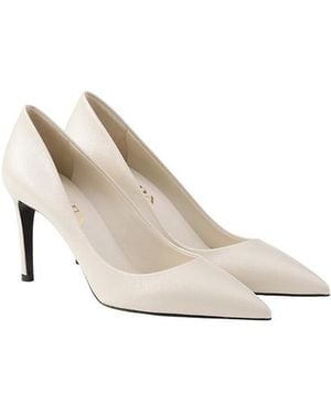 Prada Patent Saffiano Leather Pumps - White