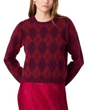 French Connection Koda Knit Argyle Sweater - Red