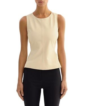 Lamarque Leather Peplum Hem Top - Blue